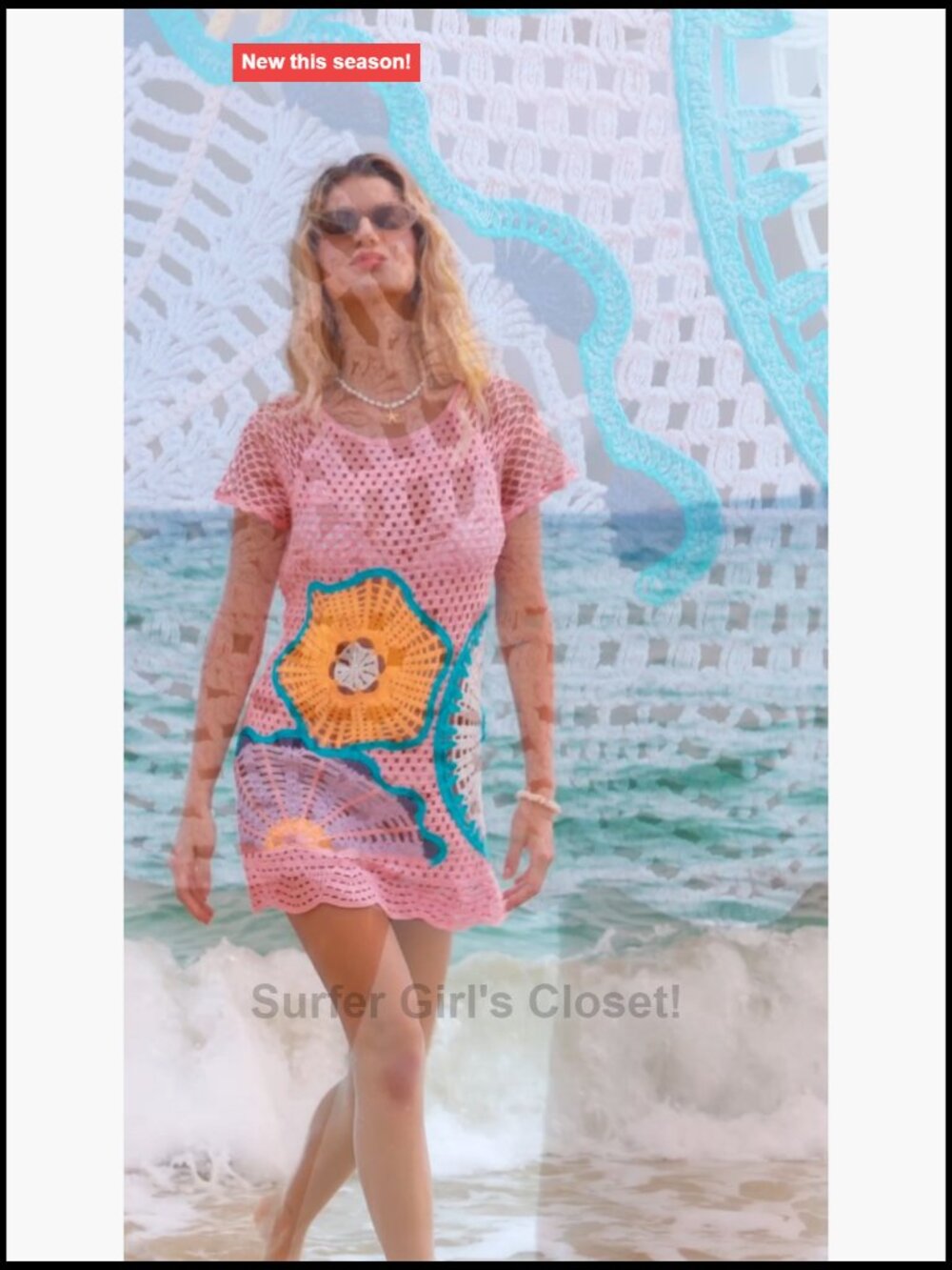 Boho Crochet Beach Cover Up Dress with 3D Mandala Embroidery - Picture 7 of 7